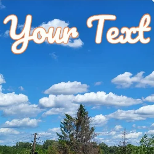 Add Text to Image webp animation demo showing how to add word FreeToolio to the sky with clouds photograph.